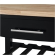 Ellaine Four-Tier Butcher Block Kitchen Cart w/ Drawer & Wine Rack in Black Wood