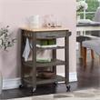 Ellaine Four-Tier Butcher Block Kitchen Cart w/ Drawer & Wine Rack in Gray Wood