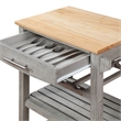 Ellaine Four-Tier Butcher Block Kitchen Cart w/ Drawer & Wine Rack in Gray Wood