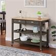 American Heritage Three-Tier Butcher Block Kitchen Cart w/ Drawers in Gray Wood