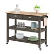 American Heritage Three-Tier Butcher Block Kitchen Cart w/ Drawers in Gray Wood