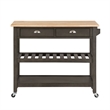 American Heritage Three-Tier Butcher Block Kitchen Cart w/ Drawers in Gray Wood
