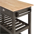 American Heritage Three-Tier Butcher Block Kitchen Cart w/ Drawers in Gray Wood