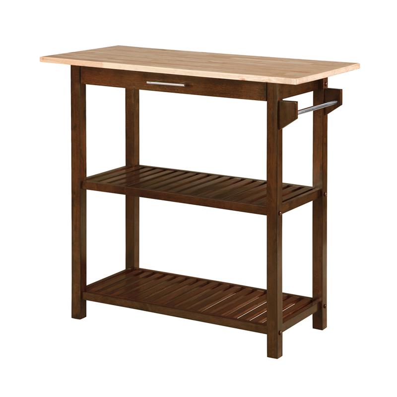 Designs2Go Three-Tier Butcher Block Kitchen Island w/Drawer in Espresso Wood