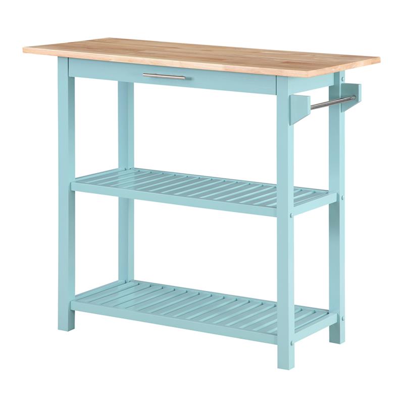 Designs2Go Three-Tier Butcher Block Kitchen Prep Island w/Drawer in Blue Wood