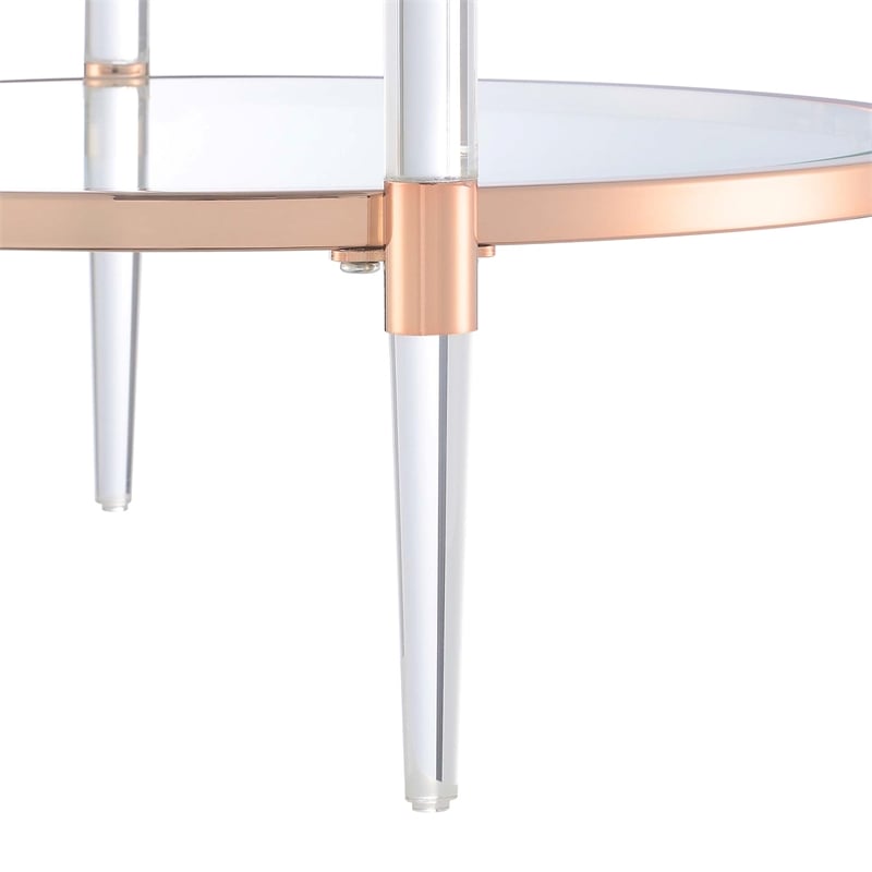Royal Crest Two-Tier Clear Acrylic Glass End Table with Gold and Chrome Frame