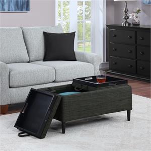designs4comfort magnolia storage ottoman with reversible trays in gray fabric