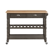 French Country Three-Tier Butcher Block Kitchen Cart w/Drawers in Gray Wood