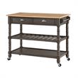 French Country Three-Tier Butcher Block Kitchen Cart w/Drawers in Gray Wood