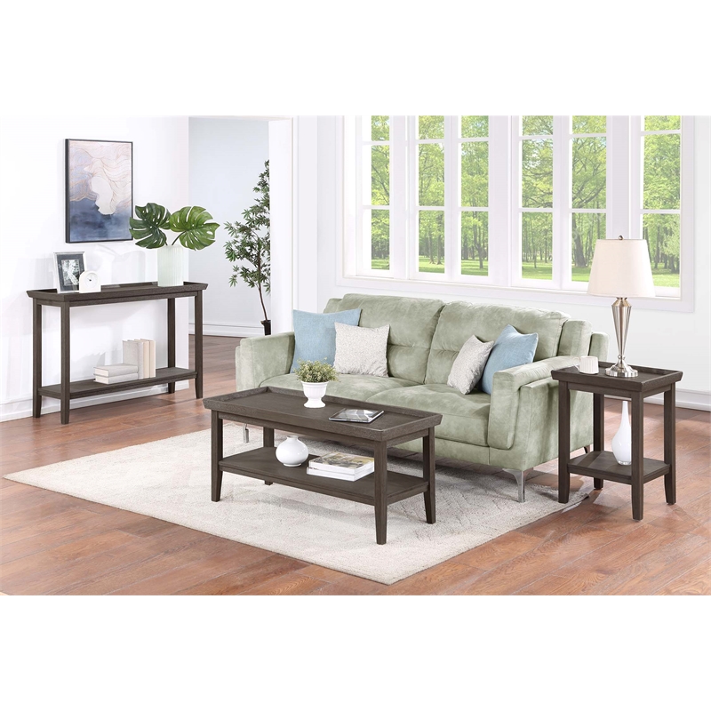 Convenience Concepts Ledgewood Console Table with Shelf in Gray Wood Finish