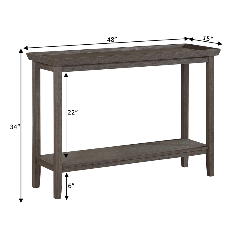 Convenience Concepts Ledgewood Console Table with Shelf in Gray Wood Finish