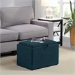 Designs4Comfort Accent Storage Ottoman with Reversible Tray in Blue Fabric