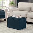 Designs4Comfort Accent Storage Ottoman with Reversible Tray in Blue Fabric