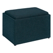 Designs4Comfort Accent Storage Ottoman with Reversible Tray in Blue Fabric
