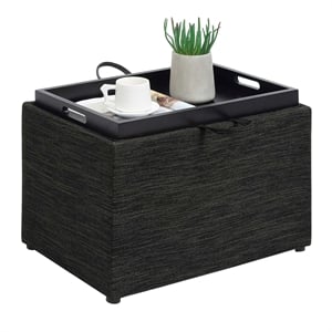 Designs4Comfort Accent Storage Ottoman with Reversible Tray in Gray Fabric