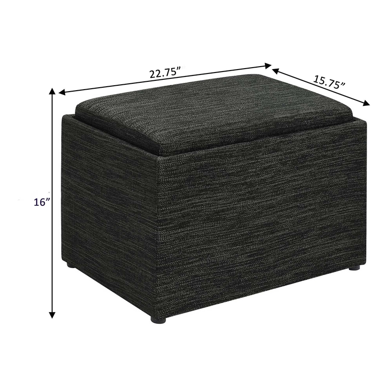 Designs4Comfort Accent Storage Ottoman with Reversible Tray in Gray Fabric