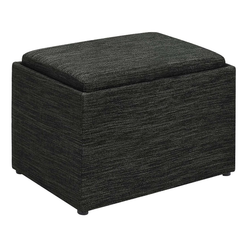 Designs4Comfort Accent Storage Ottoman with Reversible Tray in Gray Fabric