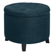 Convenience Concepts Designs4Comfort Round Storage Ottoman in Blue Fabric
