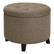 Convenience Concepts Designs4Comfort Round Storage Ottoman in Cappuccino Fabric