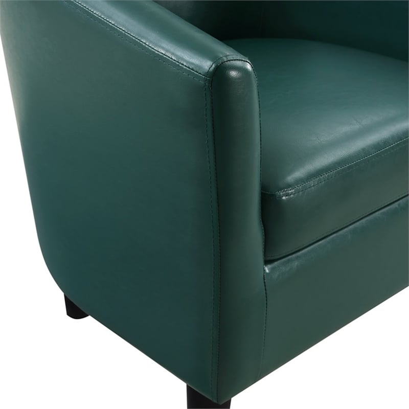 Take a Seat Churchill Accent Chair with Ottoman in Green Faux Leather