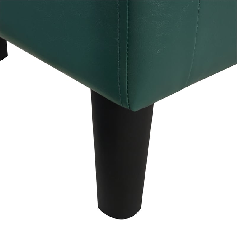 Take a Seat Churchill Accent Chair with Ottoman in Green Faux Leather