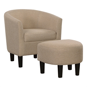 Take a Seat Churchill Accent Chair with Ottoman in Cream Fabric