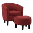 Take a Seat Churchill Accent Chair with Ottoman in Red Microfiber Fabric