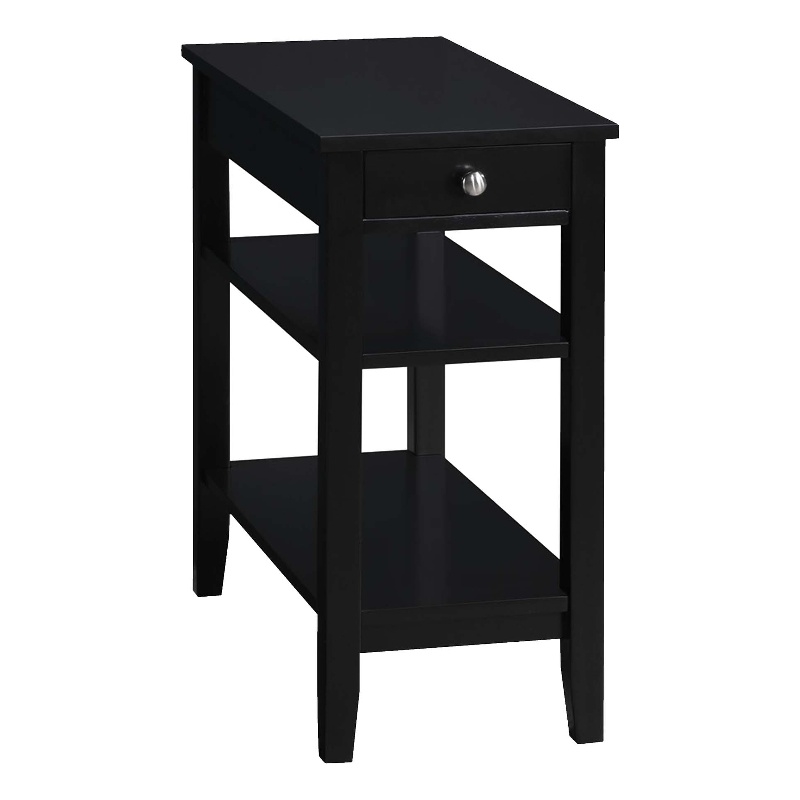 American Heritage One-Drawer End Table w/Charging Station in Black Wood Finish