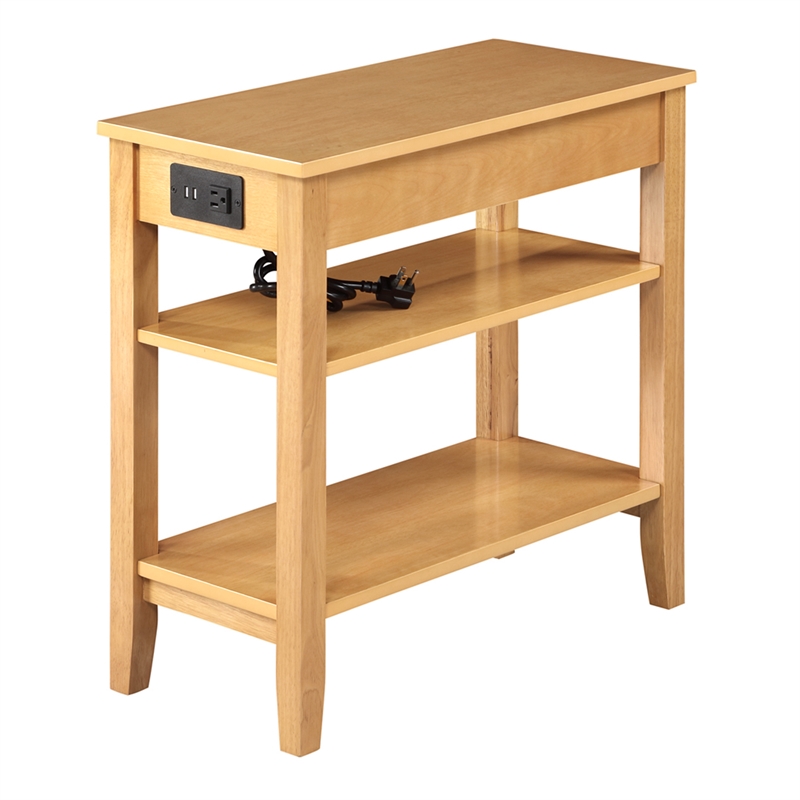 American Heritage One-Drawer End Table w/Charging Station in Caramel Wood Finish