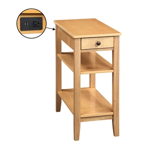 American Heritage One-Drawer End Table w/Charging Station in Caramel Wood Finish