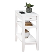 American Heritage One-Drawer End Table with Charging Station in White Wood
