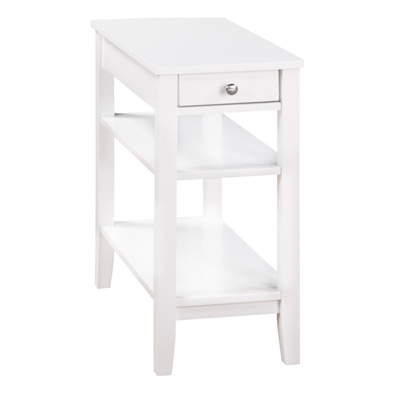 American Heritage One-Drawer End Table with Charging Station in White Wood