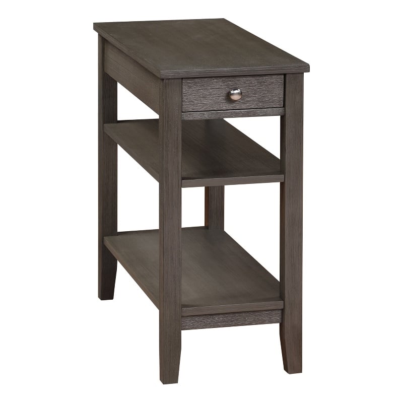 American Heritage One-Drawer End Table w/Charging Station in Gray Wood Finish