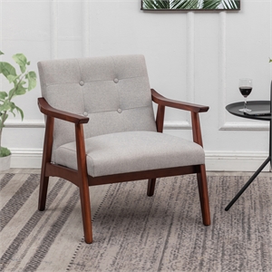 take-a-seat natalie accent chair in gray fabric and espresso wood frame