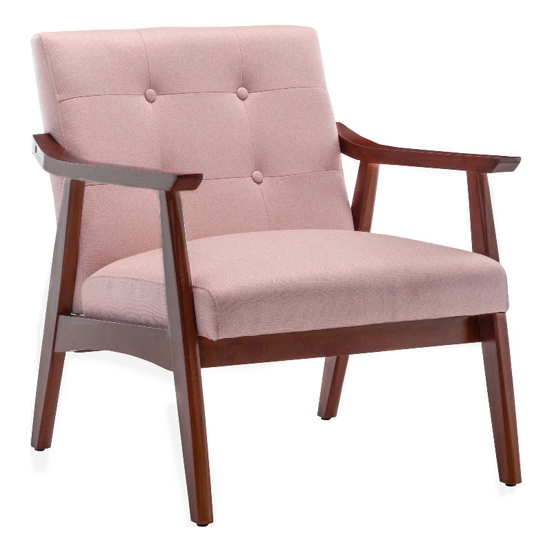 Take-a-Seat Natalie Accent Chair in Pink Fabric with Espresso wood Frame