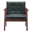 Take-a-Seat Natalie Accent Chair in Green Faux Leather and Espresso Wood Frame