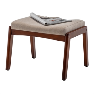 designs4comfort natalie accent ottoman stool in cream fabric and espresso wood