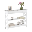 Oxford One-Drawer Console Table with Shelves in White Wood with Faux Marble Top