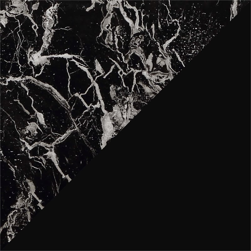 Oxford One-Drawer Console Table with Shelves in Black Wood and Faux Marble Top