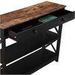 Oxford One-Drawer Console Table with Shelves in Black and Barnwood Wood Finish
