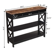 Oxford One-Drawer Console Table with Shelves in Black and Barnwood Wood Finish