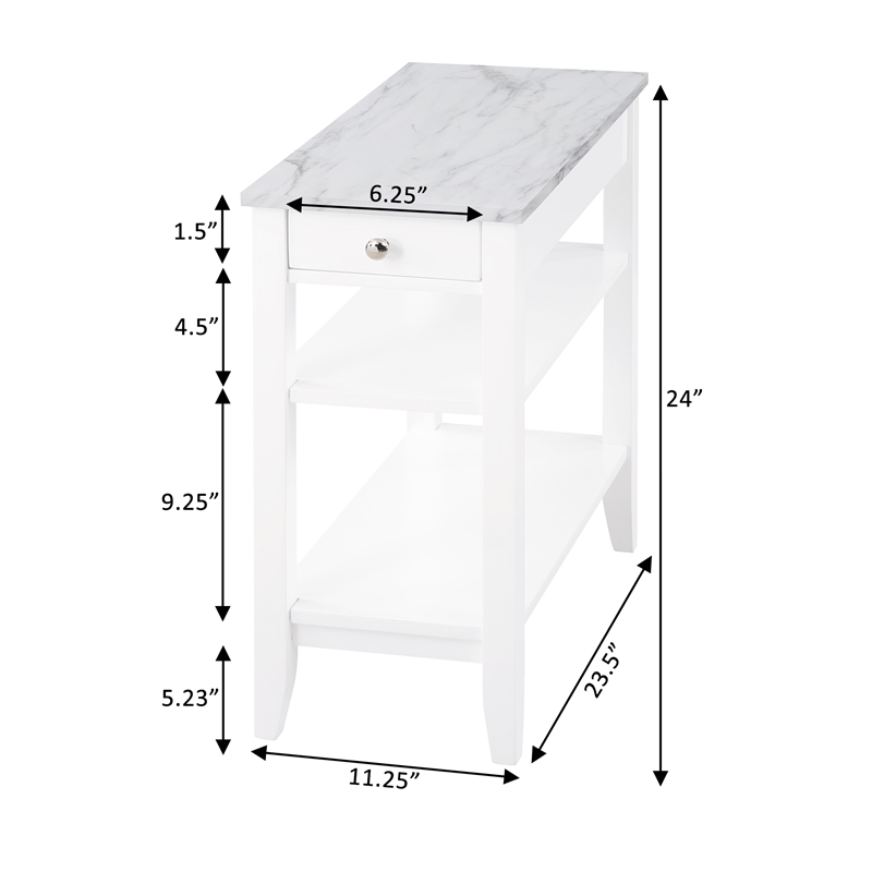 American Heritage One-Drawer Chairside End Table with Shelves in White Wood