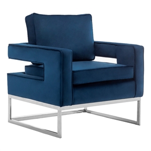 take-a-seat carrie accent chair with silver frame in blue fabric