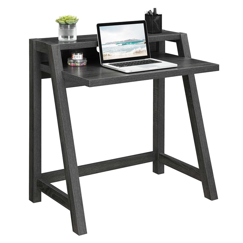 Convenience Concepts Newport Lilly Two-Tier Desk in Gray Wood Finish