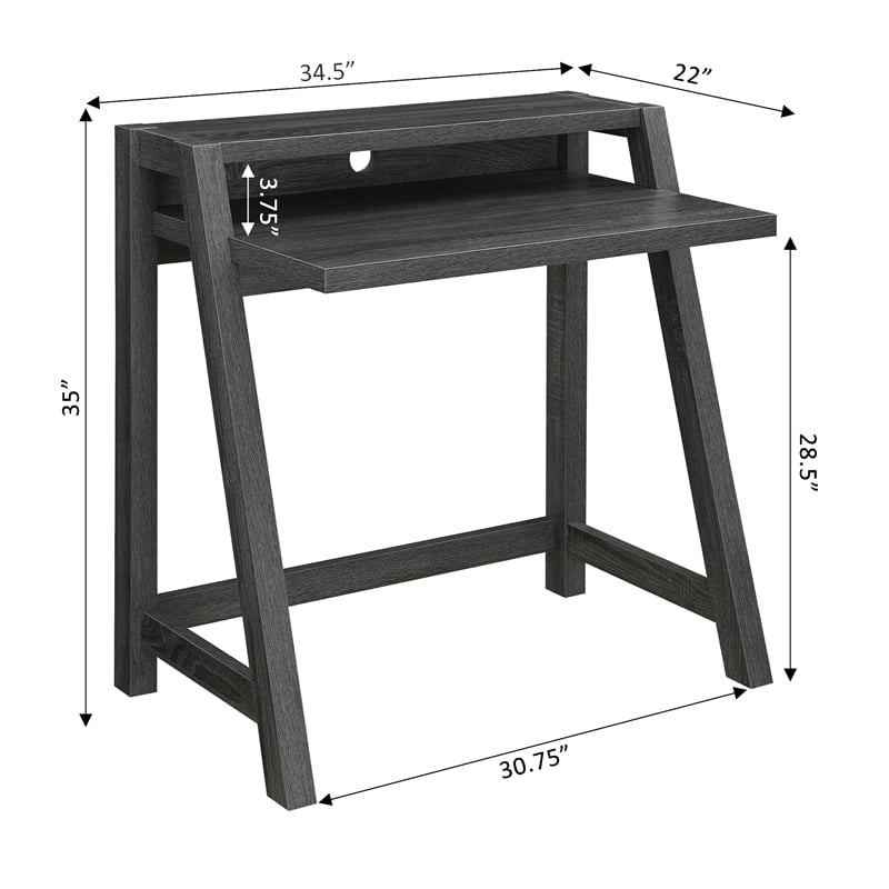 Convenience Concepts Newport Lilly Two-Tier Desk in Gray Wood Finish