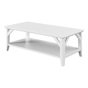Convenience Concepts Winston Coffee Table with Shelf in White Wood Finish
