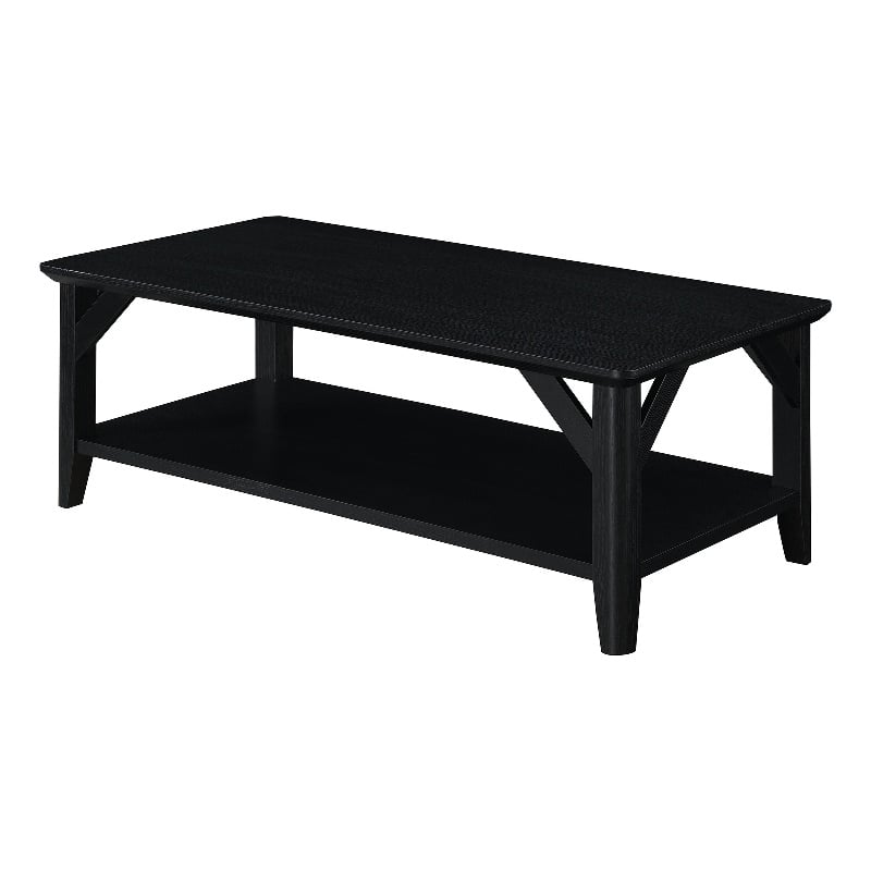 Convenience Concepts Winston Coffee Table with Shelf in Black Wood Finish