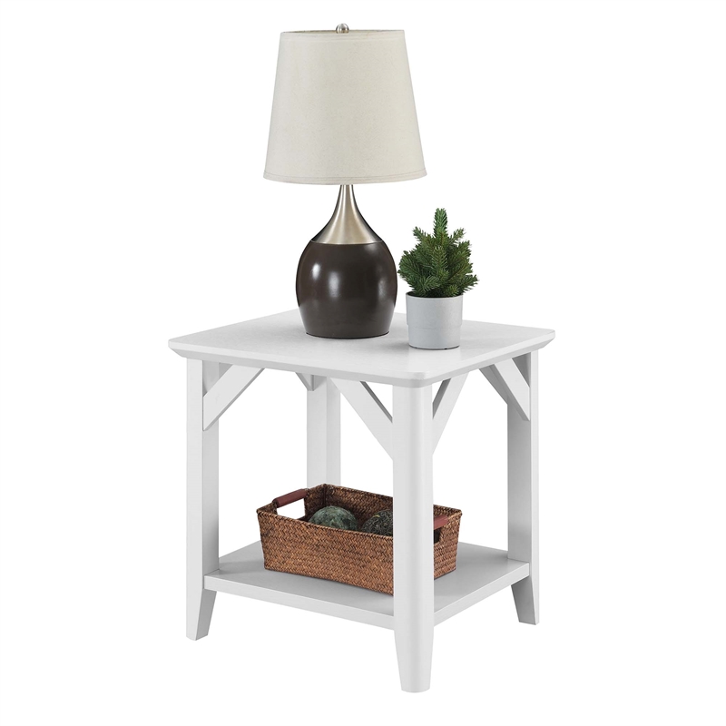 Convenience Concepts Winston End Table with Shelf in White Wood Finish