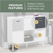 Xtra Storage Cube Console Table w/Three Cubbies and Three Cabinets in White Wood