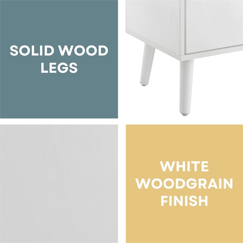 Xtra Storage Cube Console Table w/Three Cubbies and Three Cabinets in White Wood